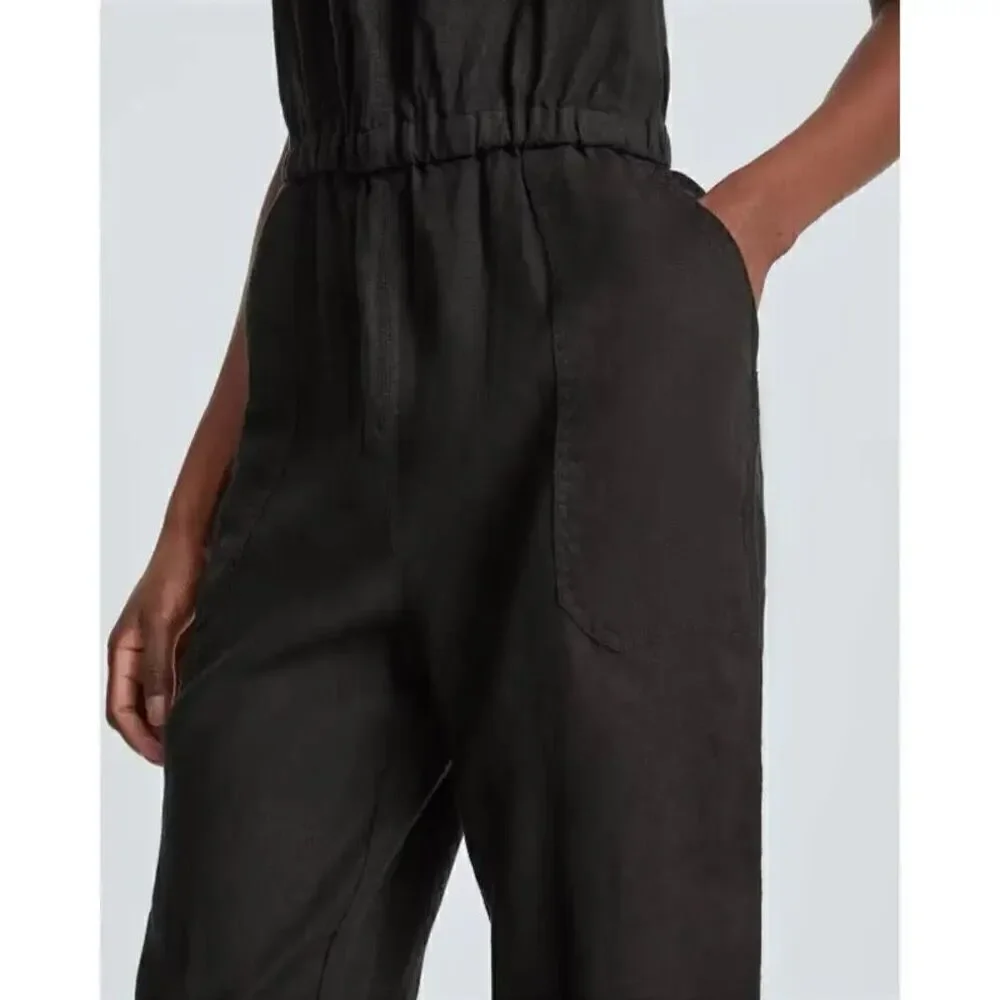 Everlane The Linen Shoestring Jumpsuit Black Size S NWT